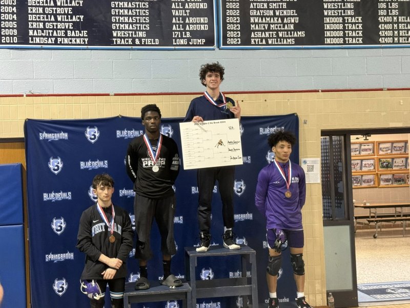 Austin Guerrieri stands atop the podium as the 126-pound champion at the Grapple at the Brook. SUBMITTED PHOTOS
